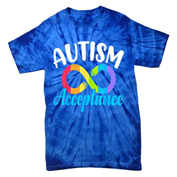 Autism Awareness Acceptance Rainbow Infinity Red Instead Cute Gift Tie-Dye T-Shirt