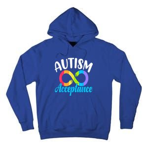 Autism Awareness Acceptance Rainbow Infinity Red Instead Cute Gift Tall Hoodie