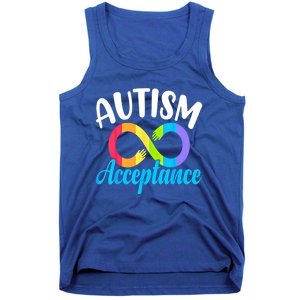 Autism Awareness Acceptance Rainbow Infinity Red Instead Cute Gift Tank Top