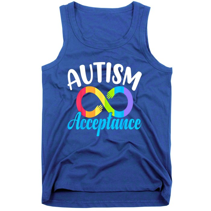 Autism Awareness Acceptance Rainbow Infinity Red Instead Cute Gift Tank Top