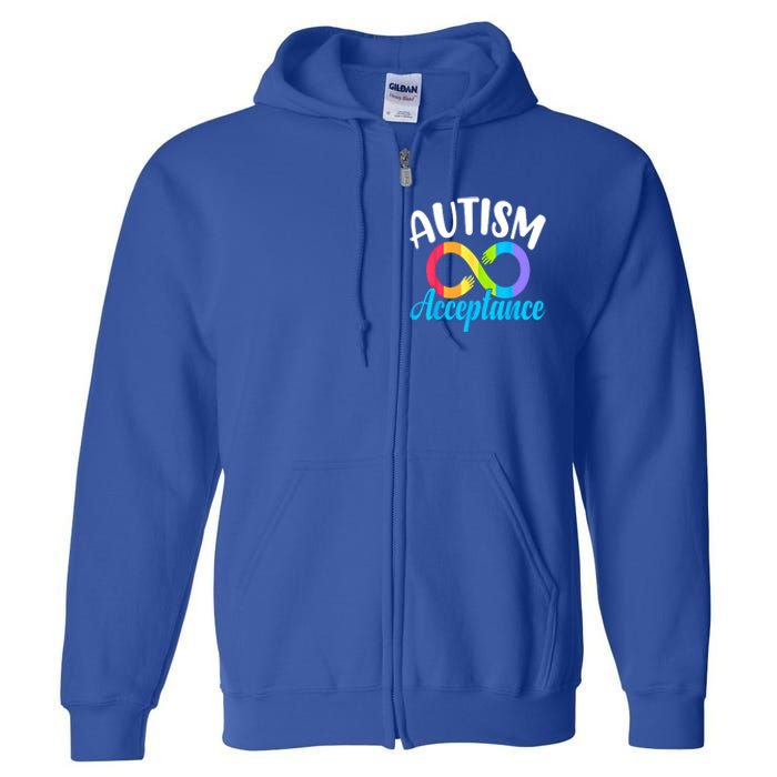 Autism Awareness Acceptance Rainbow Infinity Red Instead Cute Gift Full Zip Hoodie