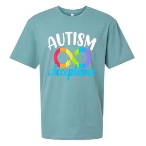 Autism Awareness Acceptance Rainbow Infinity Red Instead Cute Gift Sueded Cloud Jersey T-Shirt