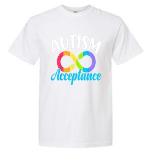 Autism Awareness Acceptance Rainbow Infinity Red Instead Cute Gift Garment-Dyed Heavyweight T-Shirt