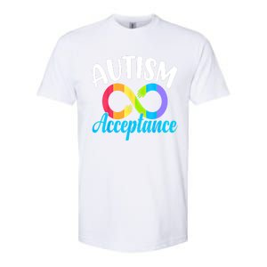 Autism Awareness Acceptance Rainbow Infinity Red Instead Cute Gift Softstyle CVC T-Shirt