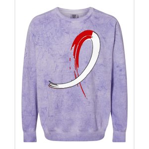 Aplastic Anemia Awareness Red White Graffiti Ribbon Colorblast Crewneck Sweatshirt