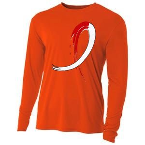 Aplastic Anemia Awareness Red White Graffiti Ribbon Cooling Performance Long Sleeve Crew