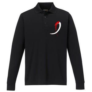 Aplastic Anemia Awareness Red White Graffiti Ribbon Performance Long Sleeve Polo