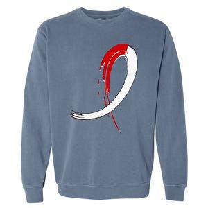 Aplastic Anemia Awareness Red White Graffiti Ribbon Garment-Dyed Sweatshirt