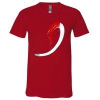 Aplastic Anemia Awareness Red White Graffiti Ribbon V-Neck T-Shirt