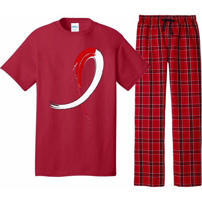 Aplastic Anemia Awareness Red White Graffiti Ribbon Pajama Set