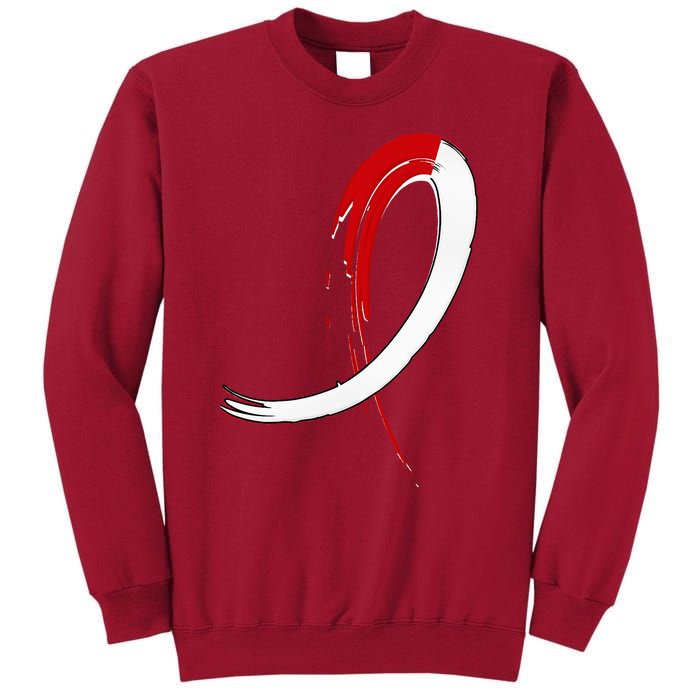 Aplastic Anemia Awareness Red White Graffiti Ribbon Tall Sweatshirt