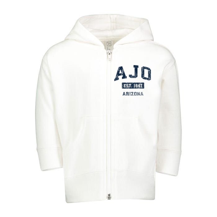 Ajo Arizona Az Vintage Sports Established Design Gift Toddler Zip Fleece Hoodie