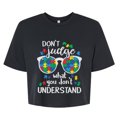 Autism Awareness Autistic Glasses Bella+Canvas Jersey Crop Tee