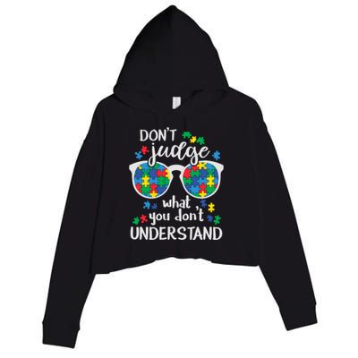 Autism Awareness Autistic Glasses Crop Fleece Hoodie