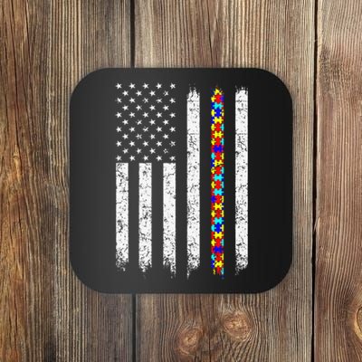 Autism Awareness American Flag Coaster