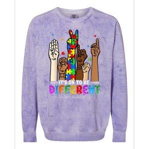 Autism Awareness Acceptance Women Kiid Its Ok To Be Different Colorblast Crewneck Sweatshirt