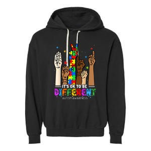 Autism Awareness Acceptance Women Kiid Its Ok To Be Different Garment-Dyed Fleece Hoodie