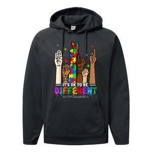 Autism Awareness Acceptance Women Kiid Its Ok To Be Different Performance Fleece Hoodie