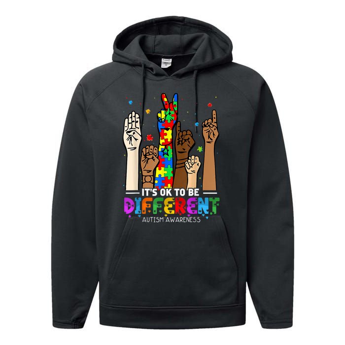 Autism Awareness Acceptance Women Kiid Its Ok To Be Different Performance Fleece Hoodie