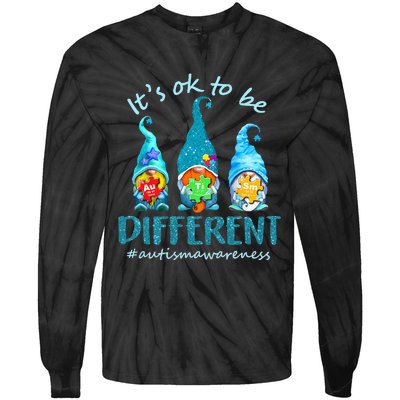 autism awareness acceptance  its ok to be different Tie-Dye Long Sleeve Shirt