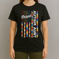 Autism Awareness Apparel USA Flag Proud Autism Aunt Autism Awareness T-Shirt