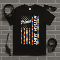 Autism Awareness Apparel USA Flag Proud Autism Aunt Autism Awareness T-Shirt
