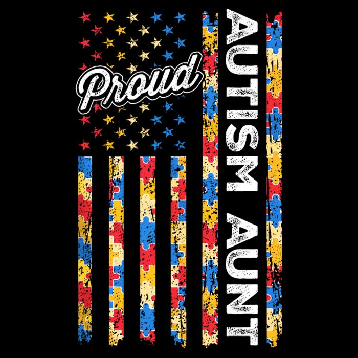 Autism Awareness Apparel USA Flag Proud Autism Aunt Autism Awareness T-Shirt