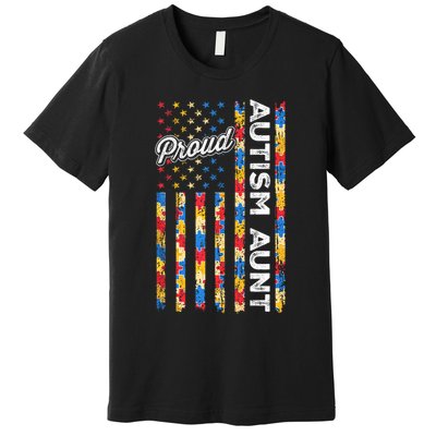 Autism Awareness Apparel USA Flag Proud Autism Aunt Autism Awareness Premium T-Shirt