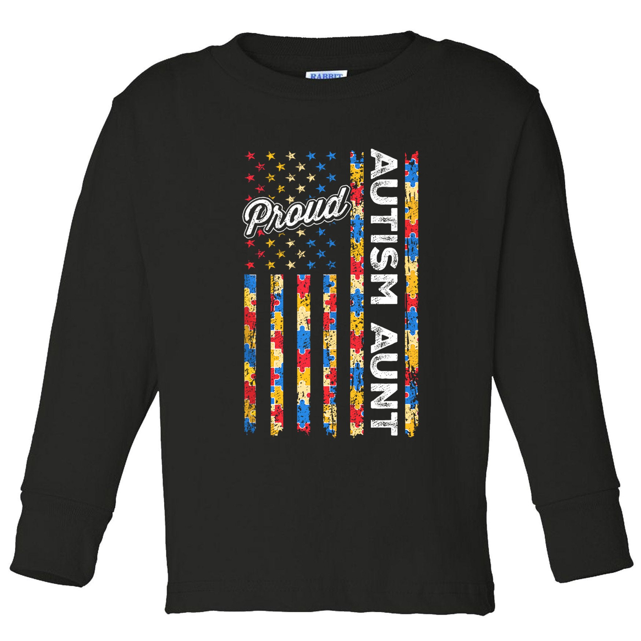 Autism Awareness Apparel USA Flag Proud Autism Aunt Autism Awareness Toddler Long Sleeve Shirt