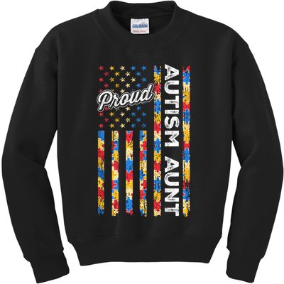 Autism Awareness Apparel USA Flag Proud Autism Aunt Autism Awareness Kids Sweatshirt