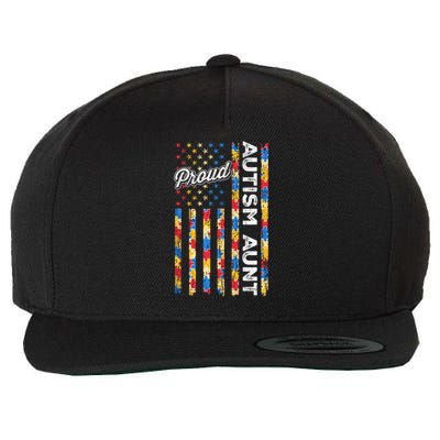 Autism Awareness Apparel USA Flag Proud Autism Aunt Autism Awareness Wool Snapback Cap