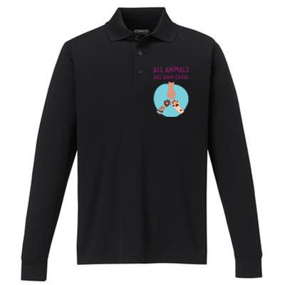 All Animals Are Born Equal Gift Performance Long Sleeve Polo