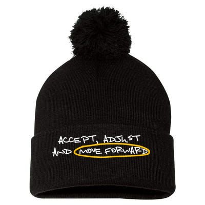 Accept Adjust And Move Forward Pom Pom 12in Knit Beanie