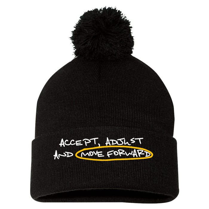 Accept Adjust And Move Forward Pom Pom 12in Knit Beanie