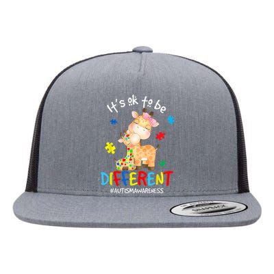 Autism Awareness Acceptance Wo Kid Its Ok To Be Different Flat Bill Trucker Hat