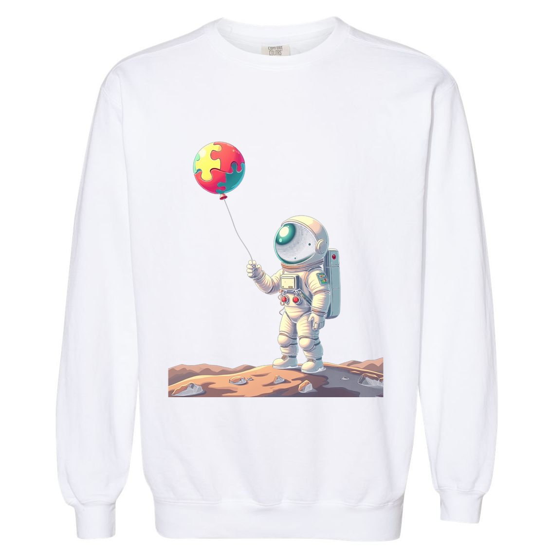 Autism Awareness Astronaut Balloon Gift Garment-Dyed Sweatshirt