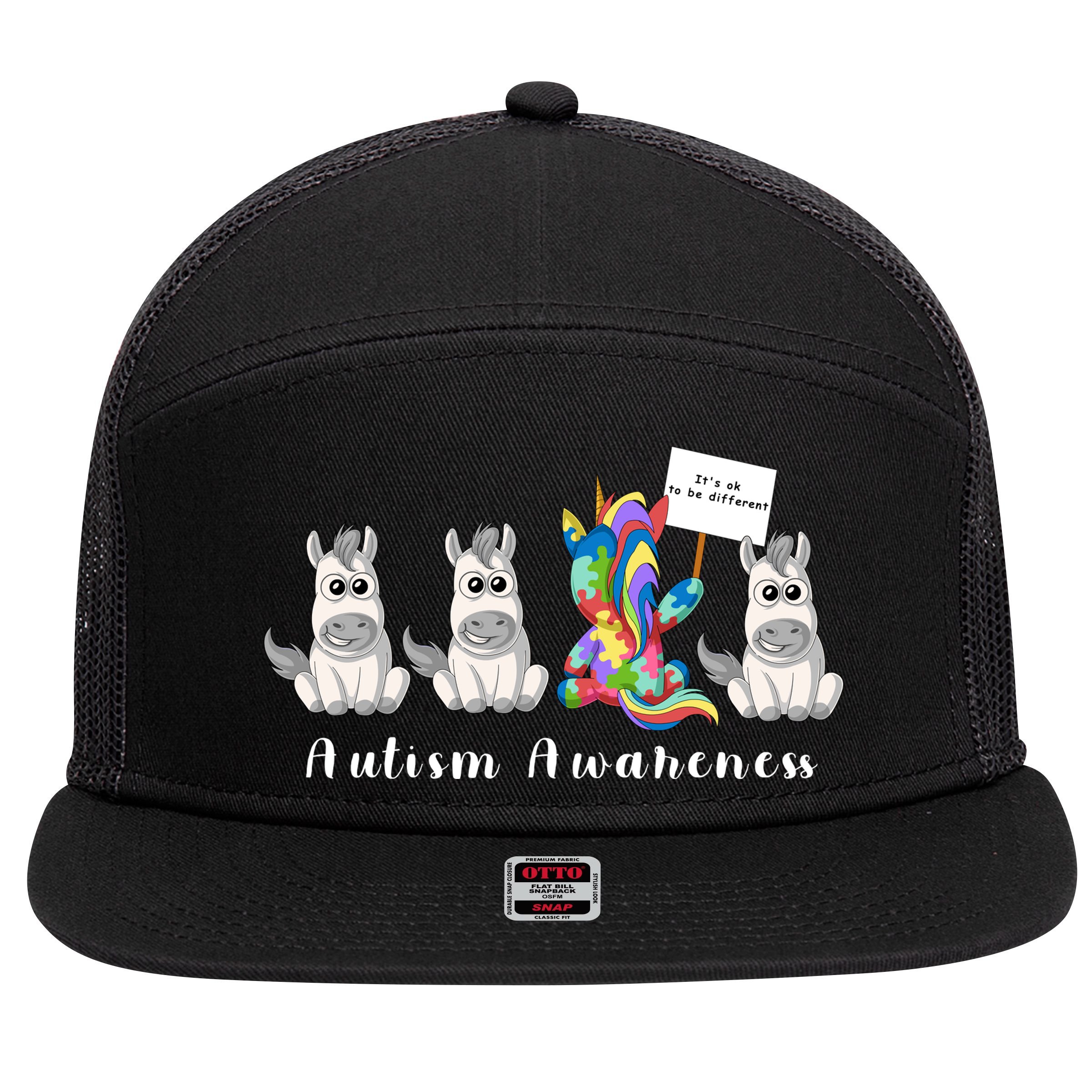 Autism Awareness 7 Panel Mesh Trucker Snapback Hat