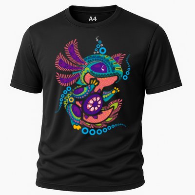 Axolotl Art Aztec Mexican Salamander Mexico Cinco De Mayo Cooling Performance Crew T-Shirt