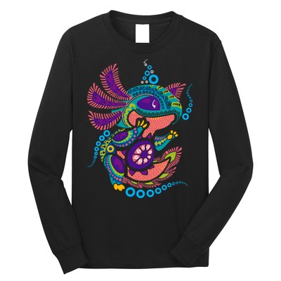Axolotl Art Aztec Mexican Salamander Mexico Cinco De Mayo Long Sleeve Shirt