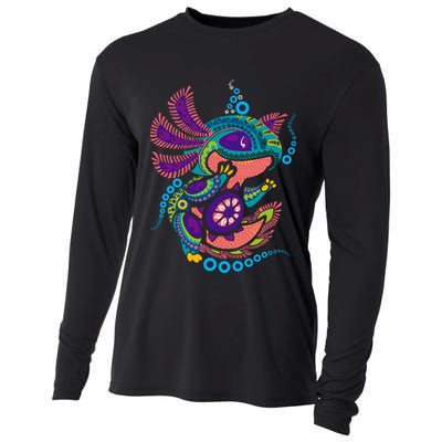 Axolotl Art Aztec Mexican Salamander Mexico Cinco De Mayo Cooling Performance Long Sleeve Crew