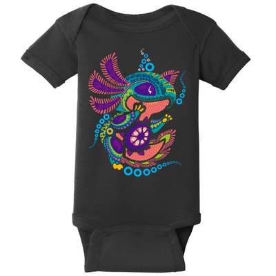 Axolotl Art Aztec Mexican Salamander Mexico Cinco De Mayo Baby Bodysuit