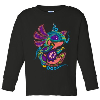 Axolotl Art Aztec Mexican Salamander Mexico Cinco De Mayo Toddler Long Sleeve Shirt