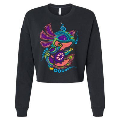 Axolotl Art Aztec Mexican Salamander Mexico Cinco De Mayo Cropped Pullover Crew