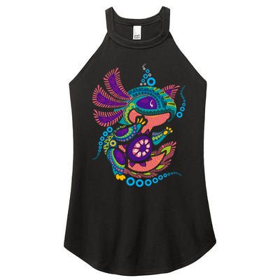 Axolotl Art Aztec Mexican Salamander Mexico Cinco De Mayo Women's Perfect Tri Rocker Tank