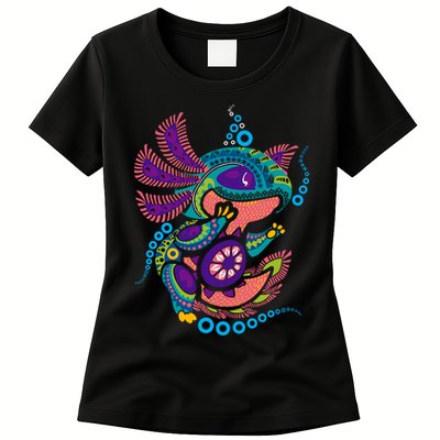 Axolotl Art Aztec Mexican Salamander Mexico Cinco De Mayo Womens T-Shirt
