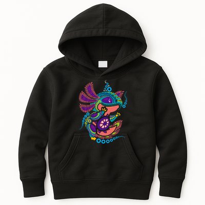 Axolotl Art Aztec Mexican Salamander Mexico Cinco De Mayo Kids Hoodie