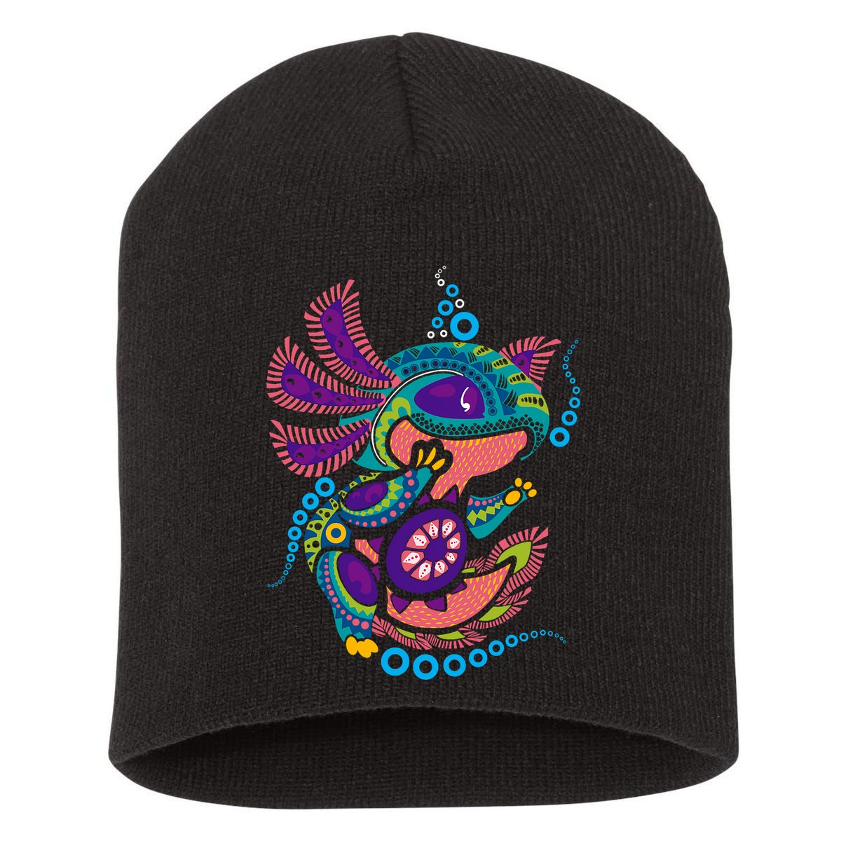 Axolotl Art Aztec Mexican Salamander Mexico Cinco De Mayo Short Acrylic Beanie