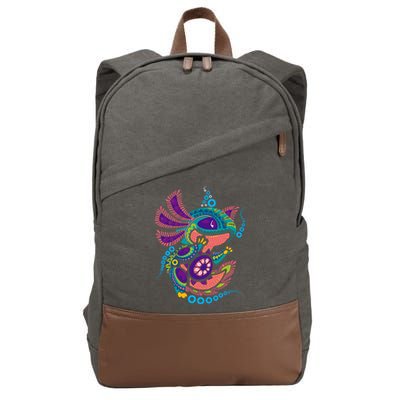 Axolotl Art Aztec Mexican Salamander Mexico Cinco De Mayo Cotton Canvas Backpack