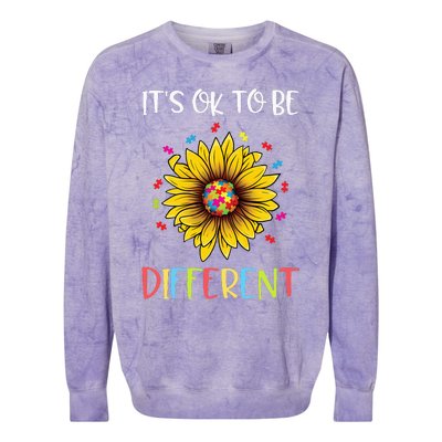 Autism Awareness Advocate It's OK to be Different Autism Colorblast Crewneck Sweatshirt