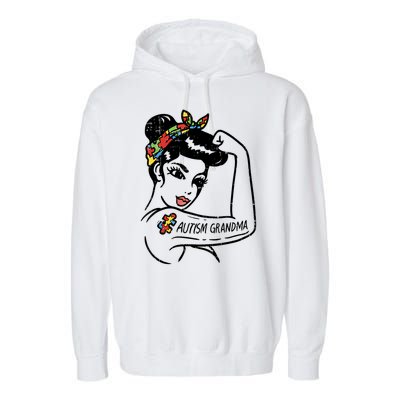 Autism   Autistic Awareness Puzzle Grandma Garment-Dyed Fleece Hoodie